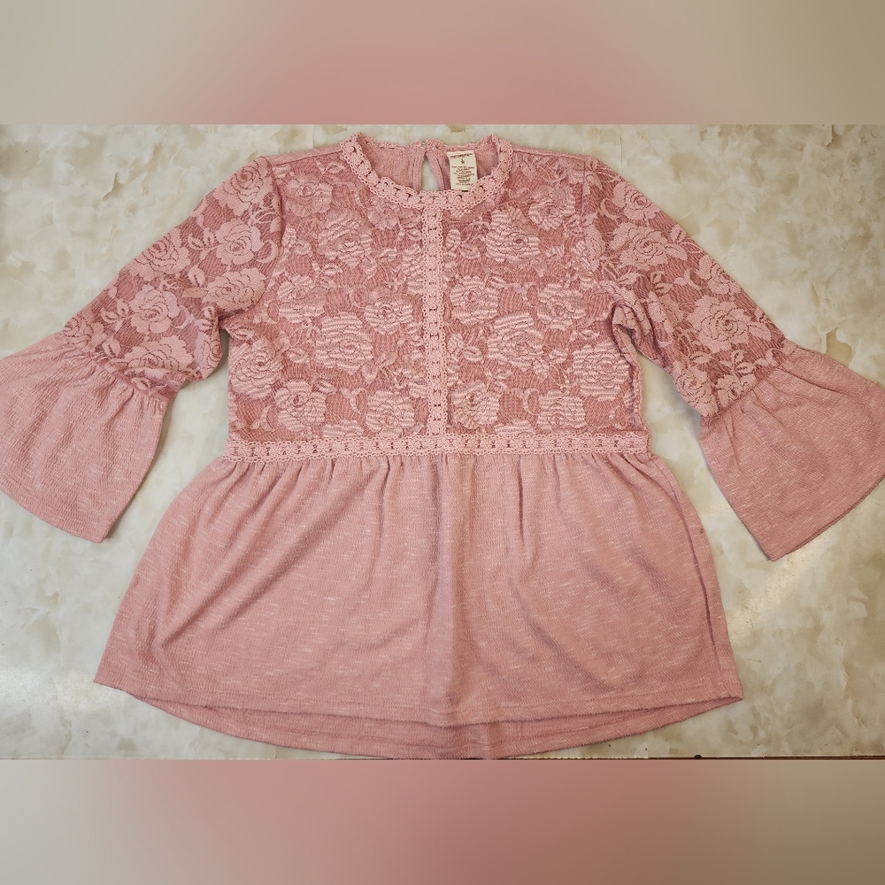 Girls 14 Mauve Lace Top
